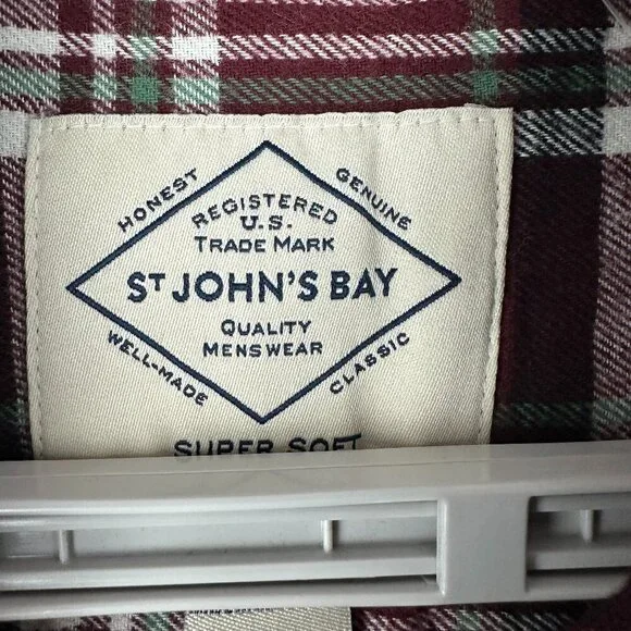 ST. JOHN'S BAY MEN'S CLASSIC FIT COTTON FLANNEL SHIRTPLAID PATTERN, SIZE S SMALL - Picture 2 of 11